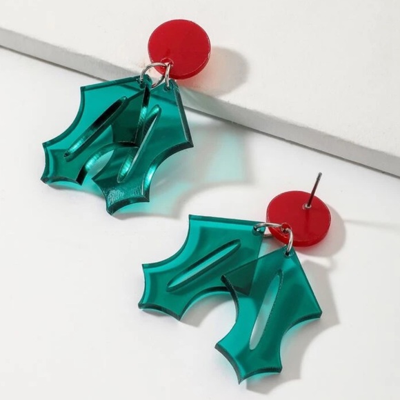 Acrylic Mistletoe Earrings - Picture 2 of 4